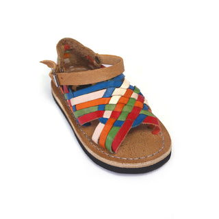 Opened toe multicolor leather woven kid's sandal