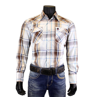 Bandoleros Western Cowboy Plaid Shirts - Beige