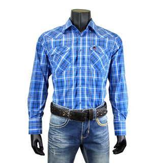 Bandoleros Western Cowboy Plaid Shirts - Blue