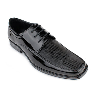 Men's Derby Shoes- Black Patent