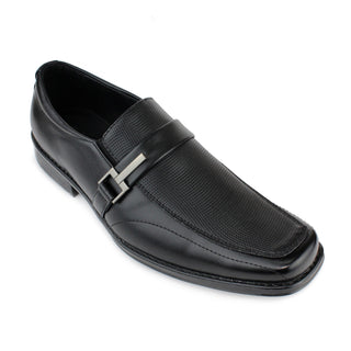 Men's Slip-on Dress Loafers w/ Side Band - Black