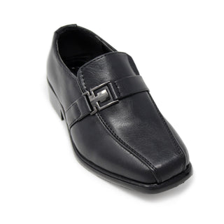 Kid's Slip-on Dress Loafers w/ Side Buckle- Black