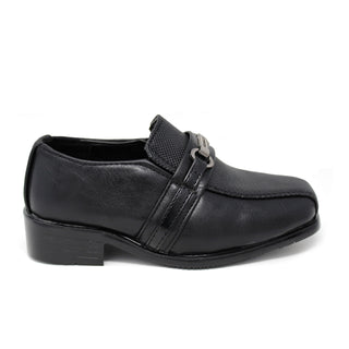 Kid's Slip-on Dress Loafers w/ Bit Buckle- Black