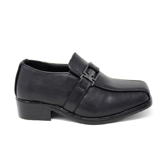 Junior Slip-on Dress Loafers w/ Side Buckle- Black