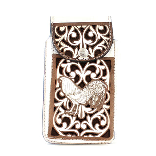 Western Phone Case w/ Rooster Design- White