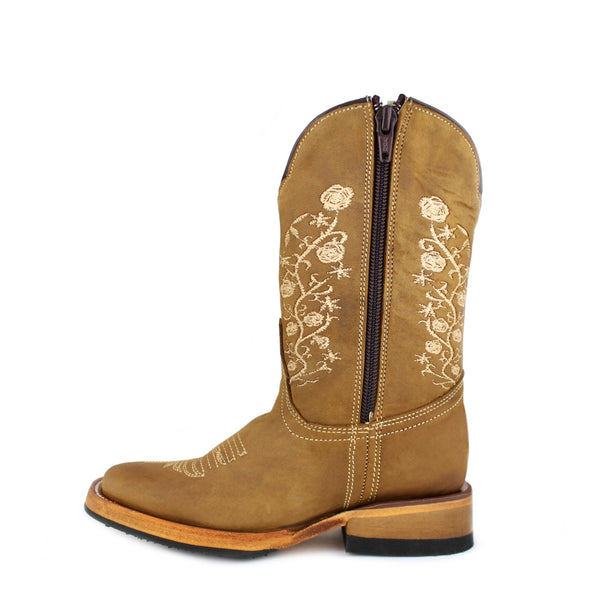 Bandoleros Floral Kid's Cowgirl Boot w/ Zipper