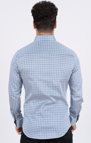 Platini Men’s Blue Satinated Cotton European Design Shirt