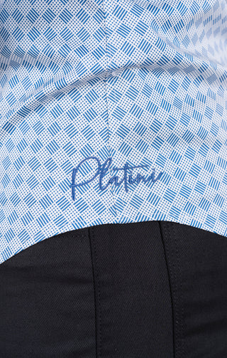 Platini Men’s Blue Satinated Cotton European Design Shirt