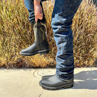 Men's Cowboy Style Work Boots - Black